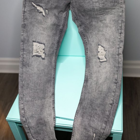 Project X Paris Slim Grey Ripped Jeans Mens (New without tags) - Picture 5 of 6
